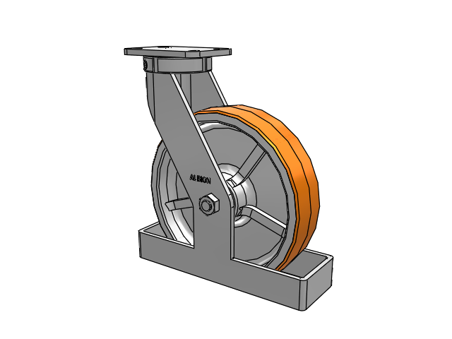 410 Series Top Plate Swivel Caster with 12 x 3 Red-Orange Tread on Cast Iron Core PY - Polyurethane 80A (Cast Iron Core) Wheel