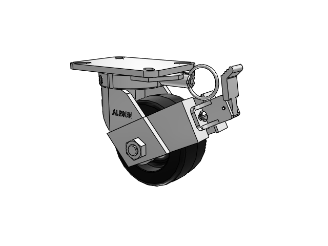 410 Series Top Plate Swivel Caster with 6 x 3 Black Phenolic Resin TM - Phenolic Wheel and Face Brake