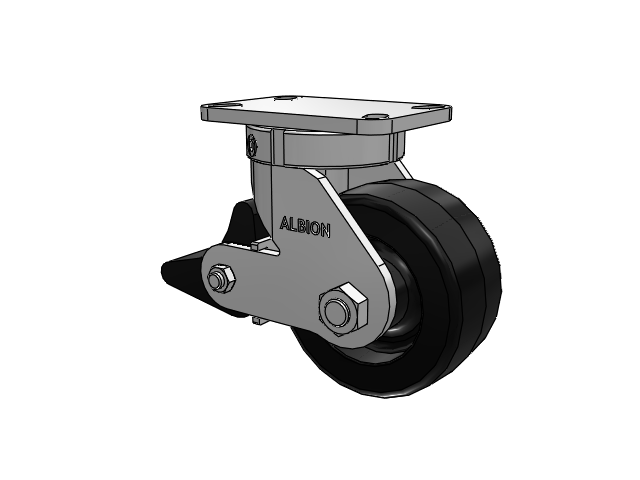 410 Series Top Plate Swivel Caster with 6 x 3 Black Phenolic Resin TM - Phenolic Wheel and Poly Lock Integrated Brake