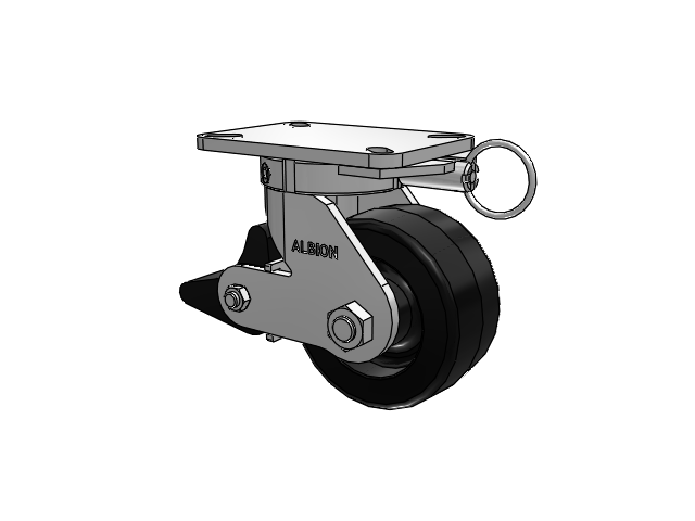 410 Series Top Plate Swivel Caster with 6 x 3 Black Phenolic Resin TM - Phenolic Wheel and Poly Lock Integrated Brake