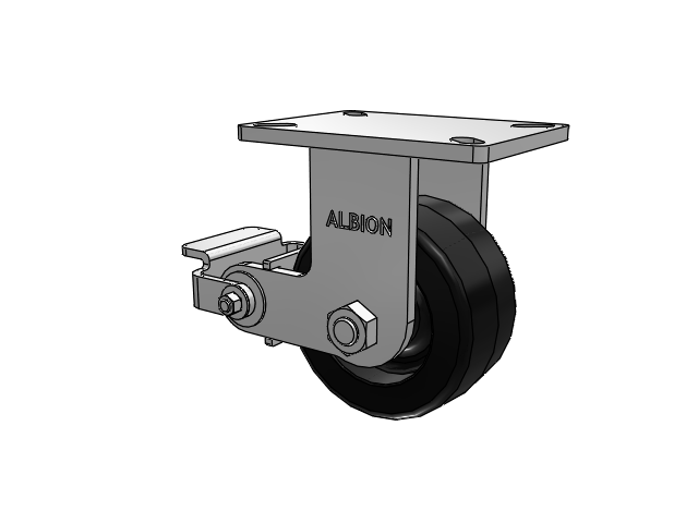 410 Series Top Plate Rigid Caster with 6 x 3 Black Phenolic Resin TM - Phenolic Wheel and Poly Cam Brake