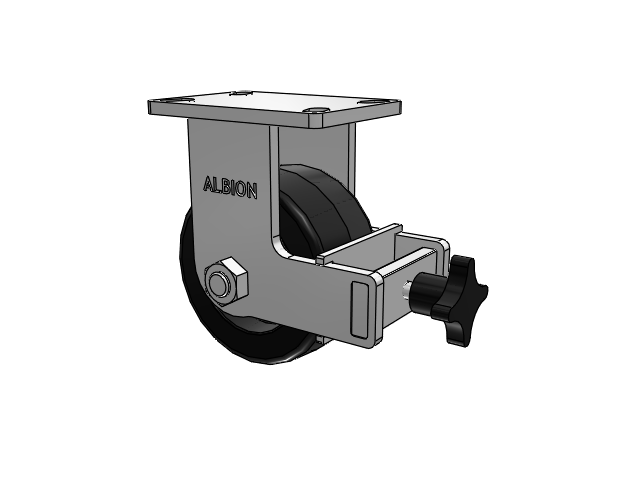 410 Series Top Plate Rigid Caster with 6 x 3 Black Phenolic Resin TM - Phenolic Wheel and Face Brake