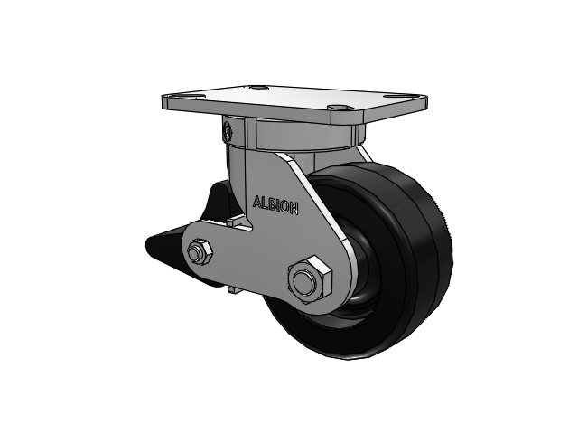 410 Series Top Plate Swivel Caster with 6 x 3 Black Phenolic Resin TM - Phenolic Wheel and Poly Lock Integrated Brake