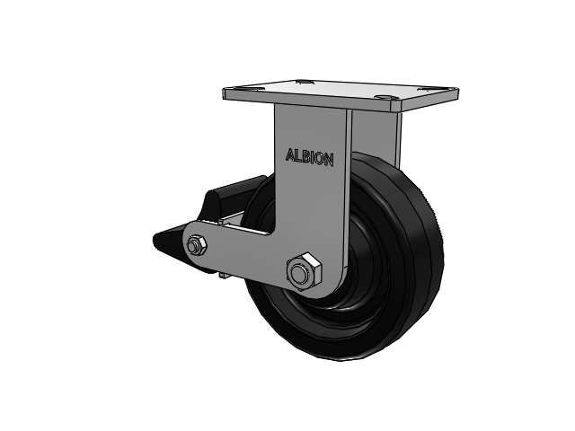 410 Series Top Plate Rigid Caster with 8 x 3 Black Phenolic Resin TM - Phenolic Wheel and Poly Lock Integrated Brake