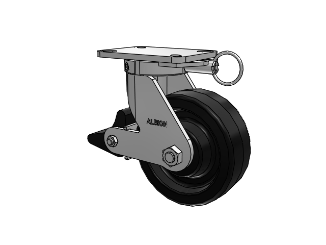 410 Series Top Plate Swivel Caster with 8 x 3 Black Phenolic Resin TM - Phenolic Wheel and Poly Lock Integrated Brake