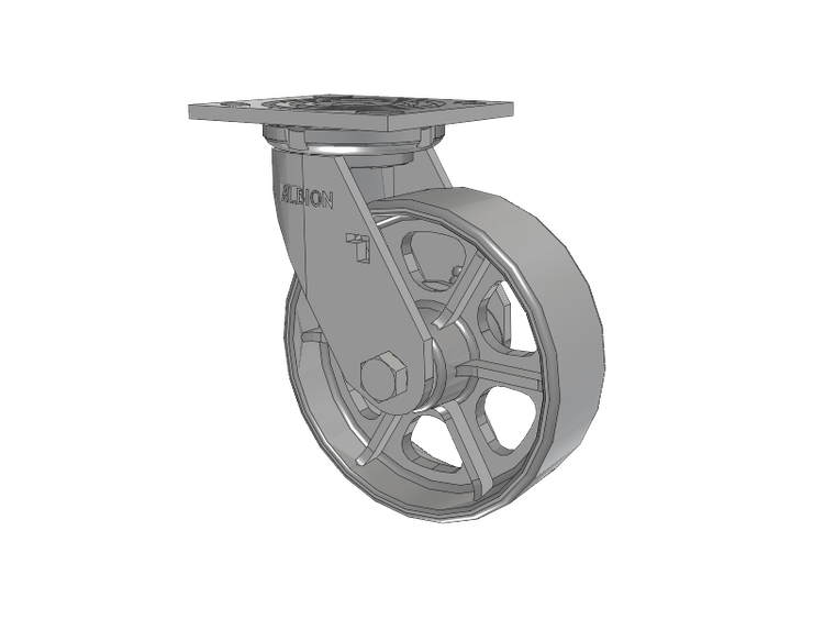 16 Series Top Plate Swivel Caster with 6 x 2 Grey Enamel CA - Cast Iron Wheel