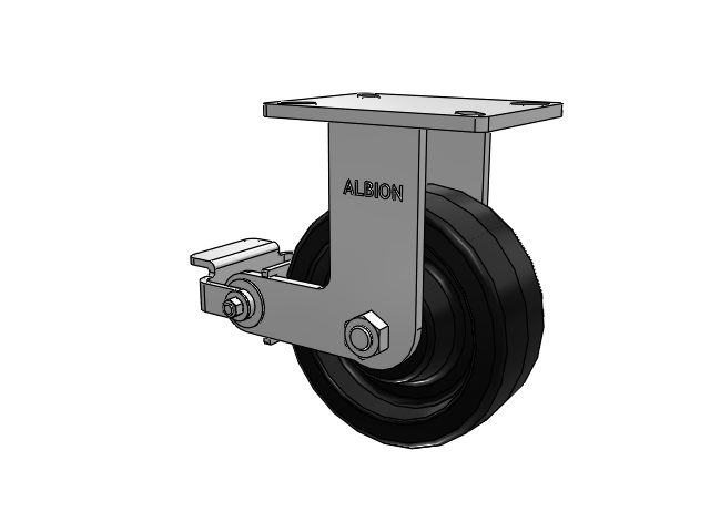 410 Series Top Plate Rigid Caster with 8 x 3 Black Phenolic Resin TM - Phenolic Wheel and Poly Cam Brake