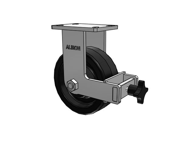 410 Series Top Plate Rigid Caster with 8 x 3 Black Phenolic Resin TM - Phenolic Wheel and Face Brake