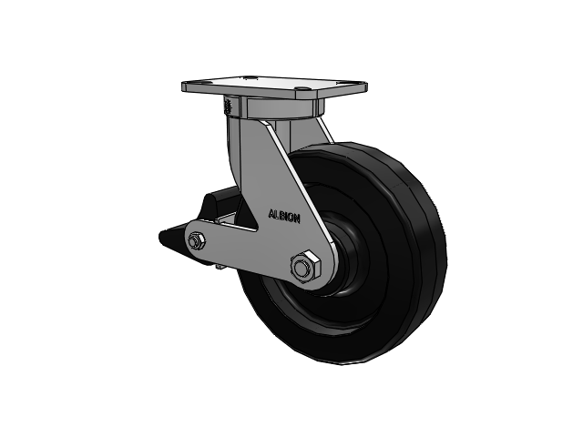 410 Series Top Plate Swivel Caster with 10 x 3 Black Phenolic Resin TM - Phenolic Wheel and Poly Lock Integrated Brake
