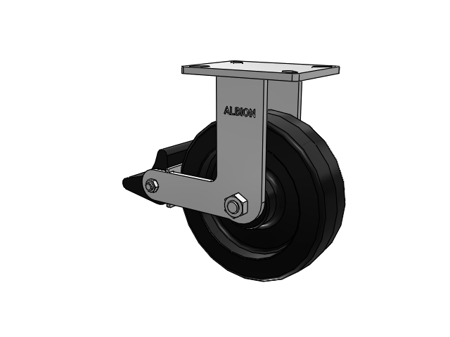 410 Series Top Plate Rigid Caster with 10 x 3 Black Phenolic Resin TM - Phenolic Wheel and Poly Lock Integrated Brake