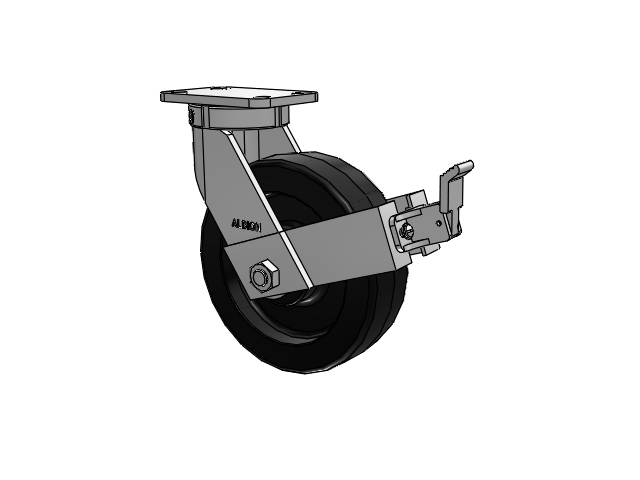 410 Series Top Plate Swivel Caster with 10 x 3 Black Phenolic Resin TM - Phenolic Wheel and Face Brake
