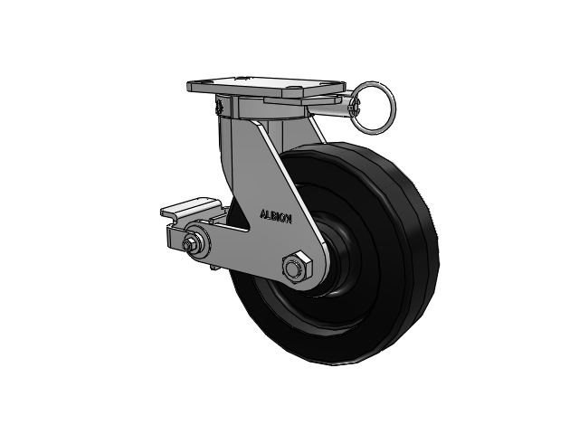 410 Series Top Plate Swivel Caster with 10 x 3 Black Phenolic Resin TM - Phenolic Wheel and Poly Cam Brake