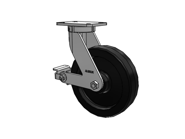410 Series Top Plate Swivel Caster with 12 x 3 Black Phenolic Resin TM - Phenolic Wheel and Poly Cam Brake
