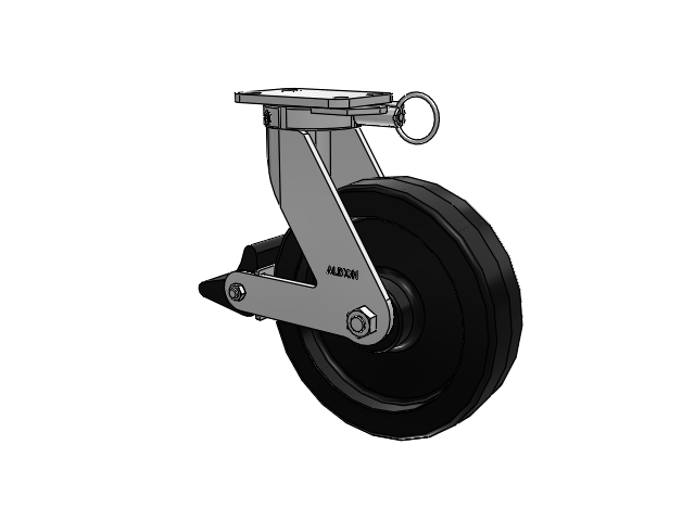410 Series Top Plate Swivel Caster with 12 x 3 Black Phenolic Resin TM - Phenolic Wheel and Poly Lock Integrated Brake