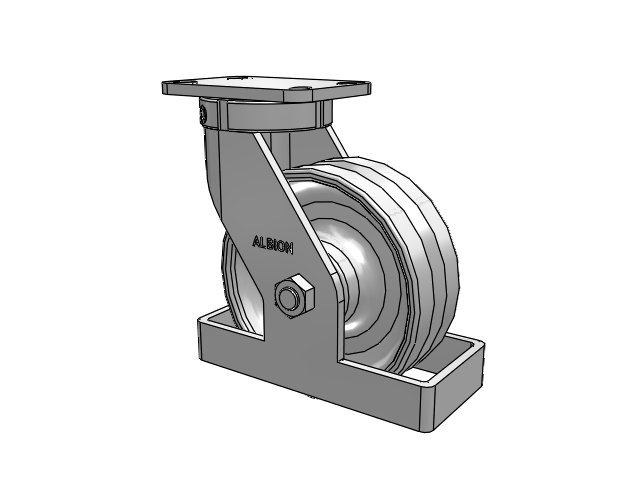 410 Series Top Plate Swivel Caster with 8 x 3 Clear Coat Enamel VF - Drop-Forged Steel V-Groove Wheel