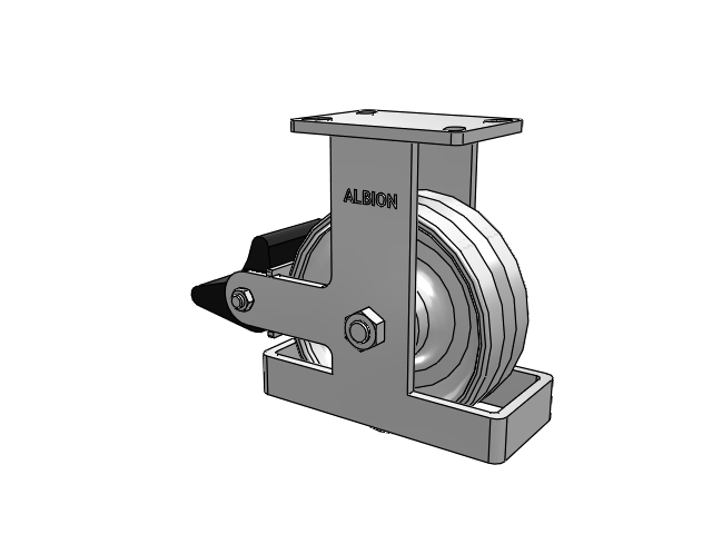 410 Series Top Plate Rigid Caster with 8 x 3 Clear Coat Enamel VF - Drop-Forged Steel V-Groove Wheel and Poly Lock Integrated Brake