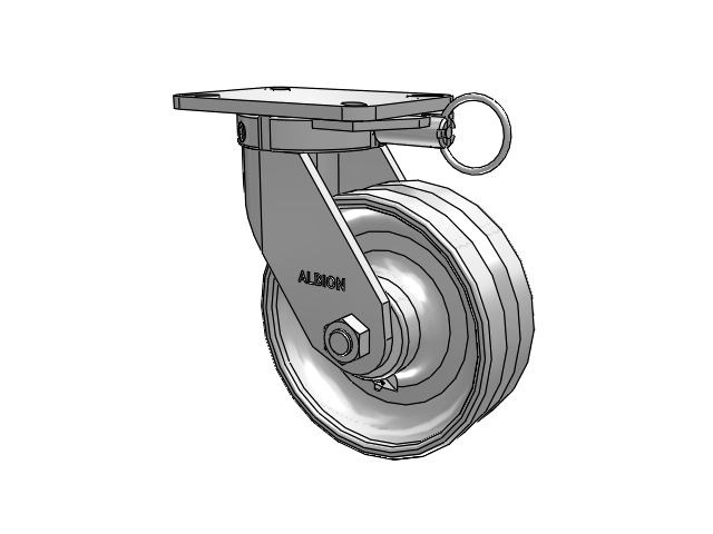 410 Series Top Plate Swivel Caster with 8 x 3 Clear Coat Enamel VF - Drop-Forged Steel V-Groove Wheel