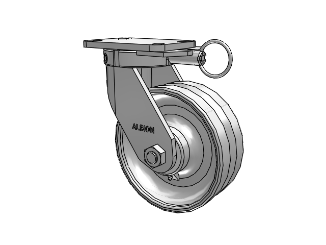 410 Series Top Plate Swivel Caster with 8 x 3 Clear Coat Enamel VF - Drop-Forged Steel V-Groove Wheel