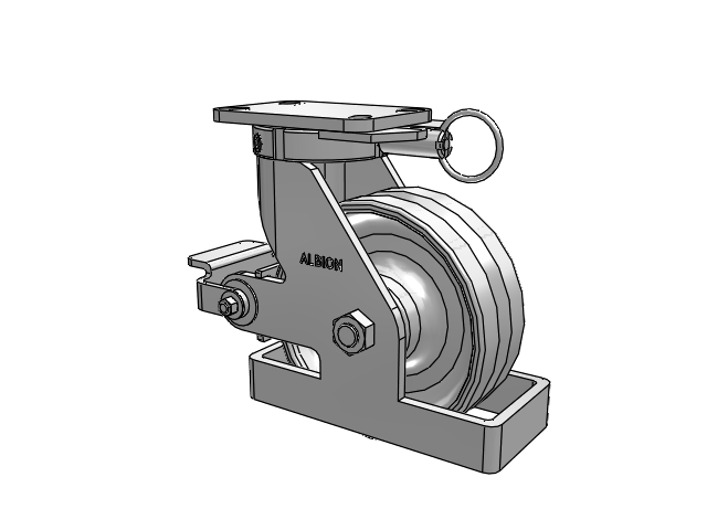 410 Series Top Plate Swivel Caster with 8 x 3 Clear Coat Enamel VF - Drop-Forged Steel V-Groove Wheel and Poly Cam Brake