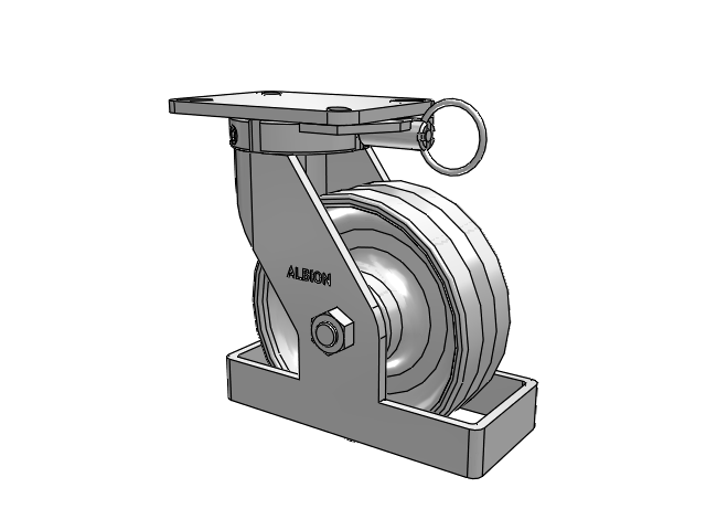410 Series Top Plate Swivel Caster with 8 x 3 Clear Coat Enamel VF - Drop-Forged Steel V-Groove Wheel