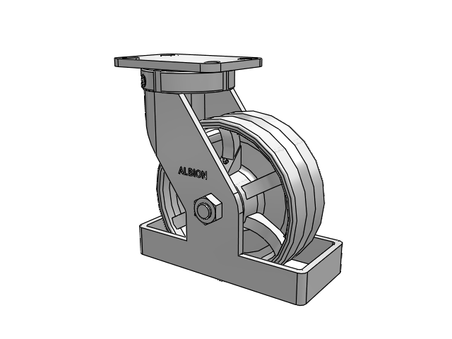 410 Series Top Plate Swivel Caster with 8 x 3 Silver Enamel Paint VG - Cast Iron V-Groove Wheel