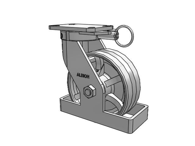 410 Series Top Plate Swivel Caster with 8 x 3 Silver Enamel Paint VG - Cast Iron V-Groove Wheel