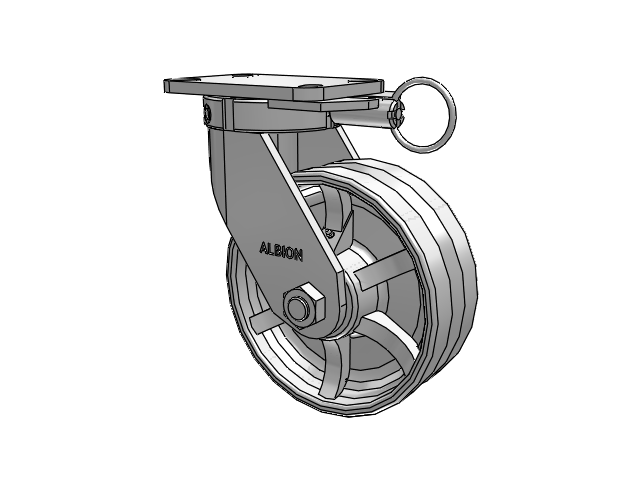 410 Series Top Plate Swivel Caster with 8 x 3 Silver Enamel Paint VG - Cast Iron V-Groove Wheel