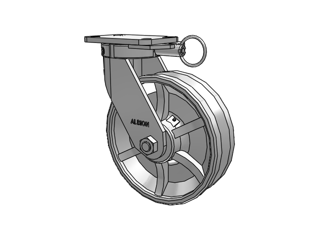 410 Series Top Plate Swivel Caster with 10 x 3 Silver Enamel Paint VG - Cast Iron V-Groove Wheel