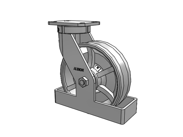 410 Series Top Plate Swivel Caster with 10 x 3 Silver Enamel Paint VG - Cast Iron V-Groove Wheel