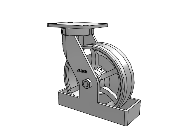 410 Series Top Plate Swivel Caster with 10 x 3 Silver Enamel Paint VG - Cast Iron V-Groove Wheel