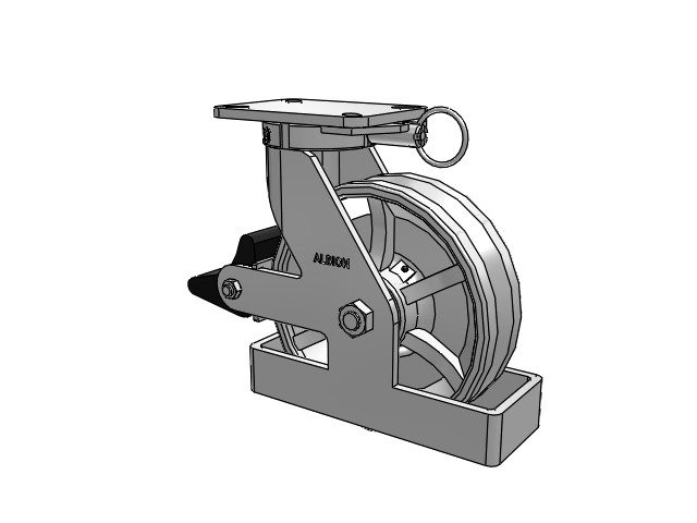410 Series Top Plate Swivel Caster with 10 x 3 Silver Enamel Paint VG - Cast Iron V-Groove Wheel and Poly Lock Integrated Brake