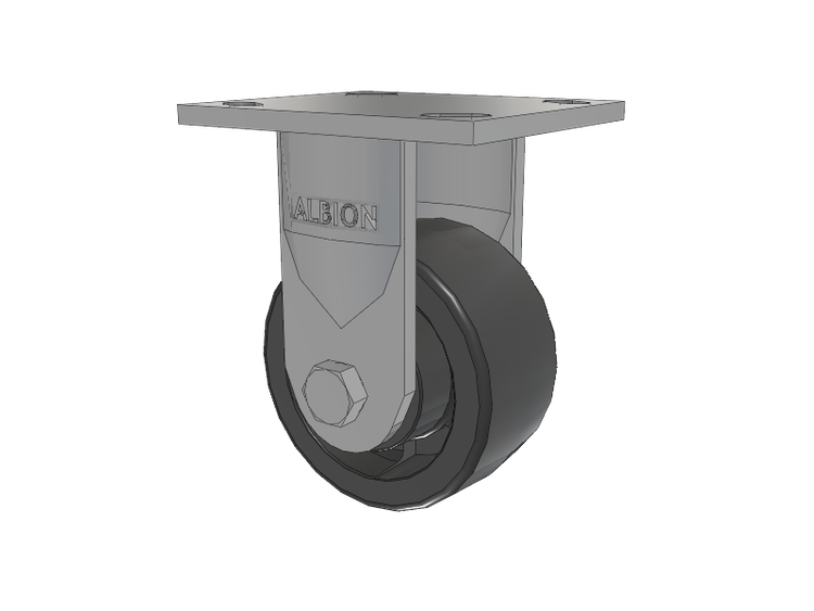 16 Series Top Plate Rigid Caster with 4 x 2 Dark Grey Nylon DT - Heavy Duty Glass-Filled Nylon Wheel