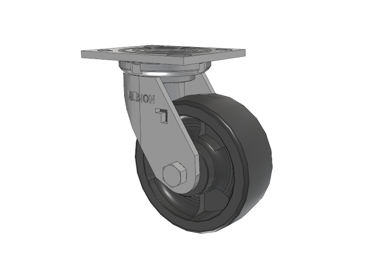 16 Series Top Plate Swivel Caster with 5 x 2 Dark Grey Nylon DT - Heavy Duty Glass-Filled Nylon Wheel