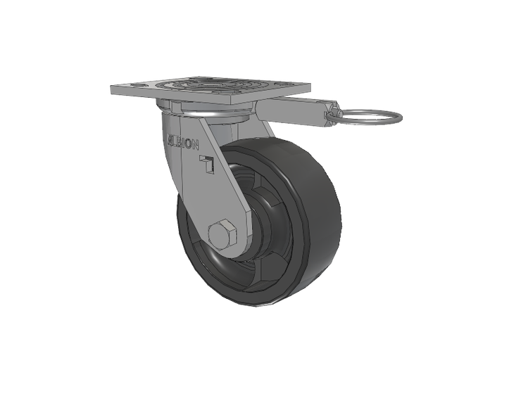 16 Series Top Plate Swivel Caster with 5 x 2 Dark Grey Nylon DT - Heavy Duty Glass-Filled Nylon Wheel