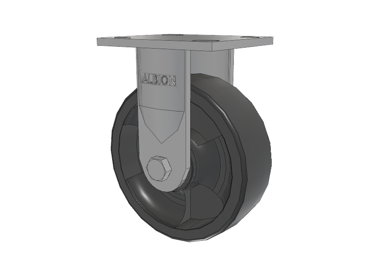 16 Series Top Plate Rigid Caster with 6 x 2 Dark Grey Nylon DT - Heavy Duty Glass-Filled Nylon Wheel