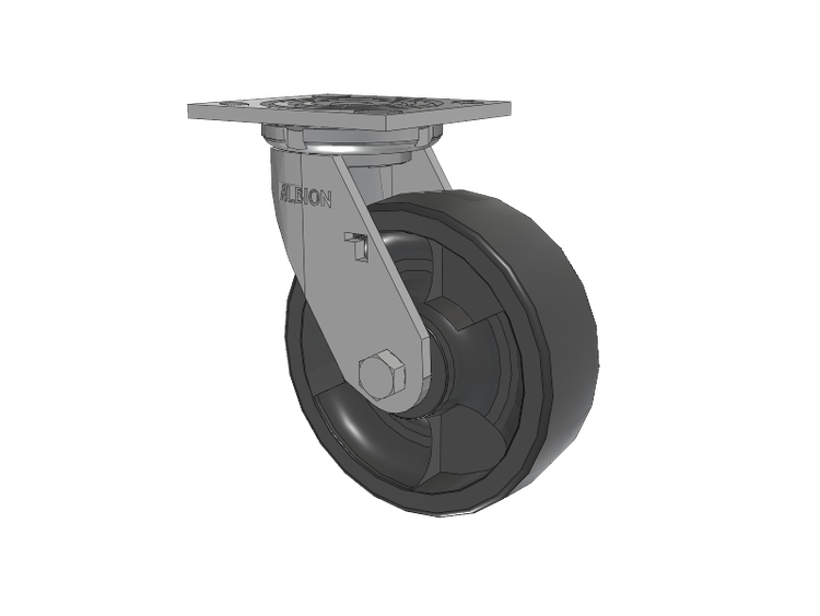 16 Series Top Plate Swivel Caster with 6 x 2 Dark Grey Nylon DT - Heavy Duty Glass-Filled Nylon Wheel