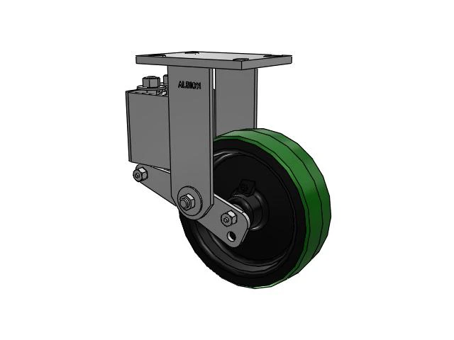 42 Series Top Plate Rigid Caster with 8 x 2.5 Green Tread on Black Cast Iron Core PY - Polyurethane (Cast Iron Core) Wheel