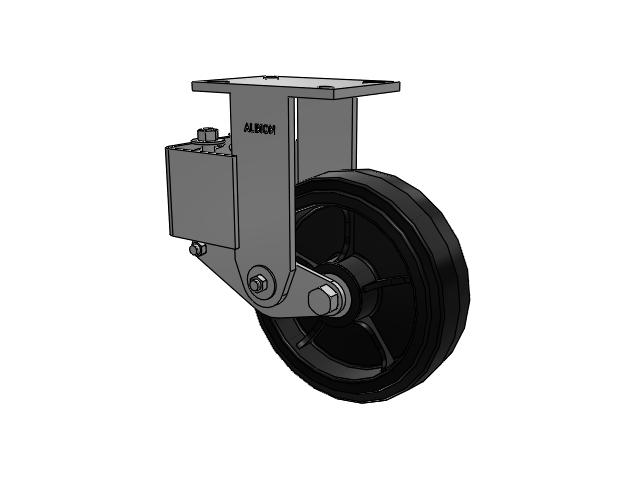 44 Series Top Plate Rigid Caster with 10 x 3 Black Tread on Black Enamel Core MR - Moldon Rubber (Cast Iron Core) Wheel