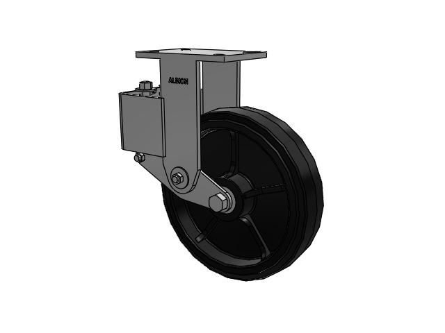Roulette rigide à plaque supérieure de la série 44, avec bande de roulement noire 12 x 3 sur noyau émaillé noir MR - Moldon Rubber (noyau en fonte)