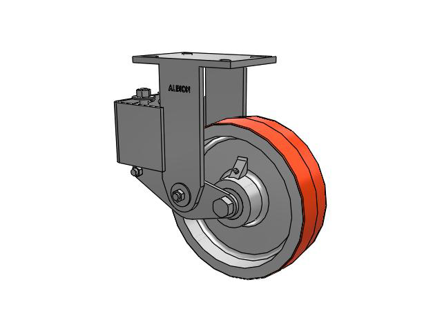 44 Series Top Plate Rigid Caster with 10 x 3 Red-Orange Tread on Cast Iron Core PY - Polyurethane (Cast Iron Core) Wheel