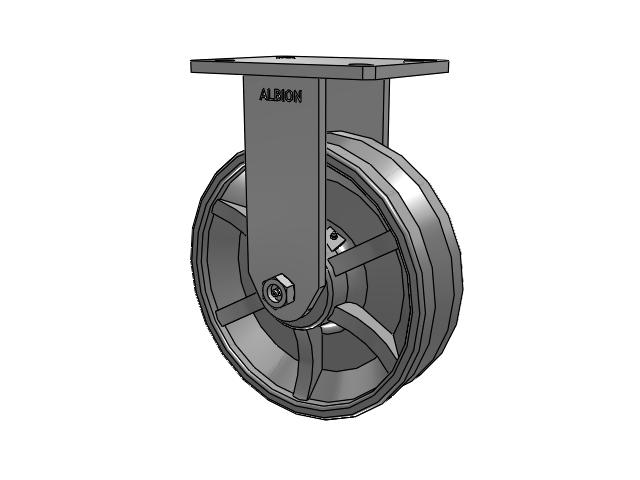 470 Series Top Plate Rigid Caster with 10 x 3 Silver Enamel Paint VG - Cast Iron V-Groove Wheel