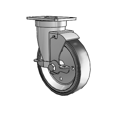 30 Series Top Plate Zinc Swivel Caster with 5 x 1.25 Welded Disc Rubber (Black) Wheel and VertiLoc Brake