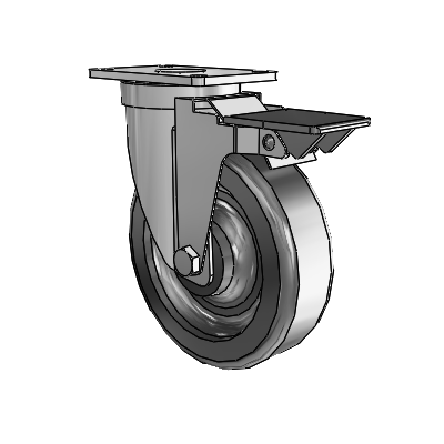 30 Series Top Plate Zinc Swivel Caster with 5 x 1.5 Phenolic Wheel and PosiLoc Brake