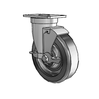 30 Series Top Plate Zinc Swivel Caster with 5 x 1.5 Phenolic Wheel and VertiLoc Brake