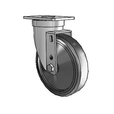30 Series Top Plate Zinc Swivel Caster with 5 x 1.25 Hard Rubber Wheel