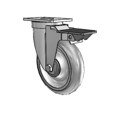 30 Series Top Plate Zinc Swivel Caster with 5 x 1.25 PolyLock (Grey) Wheel and PosiLoc Brake
