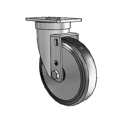 30 Series Top Plate Zinc Swivel Caster with 5 x 1.25 Cushion Rubber (+ Side Plates) Wheel