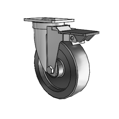 30 Series Top Plate Zinc Swivel Caster with 5 x 1.5 Hi-Temp Resin Wheel and PosiLoc Brake