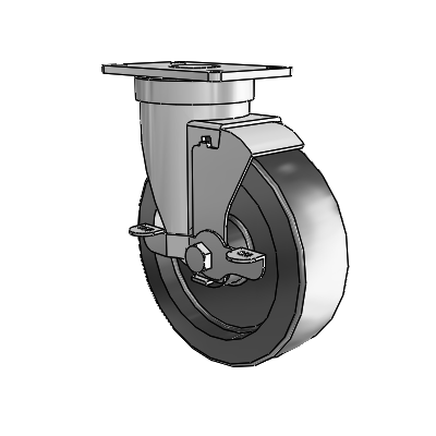 30 Series Top Plate Zinc Swivel Caster with 5 x 1.5 Hi-Temp Resin Wheel and VertiLoc Brake