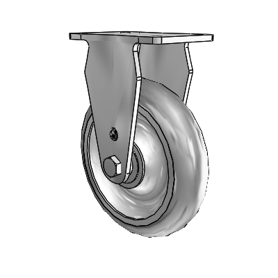 30 Series Top Plate Zinc Rigid Caster with 5 x 1.25 PolyLock (Grey) Wheel